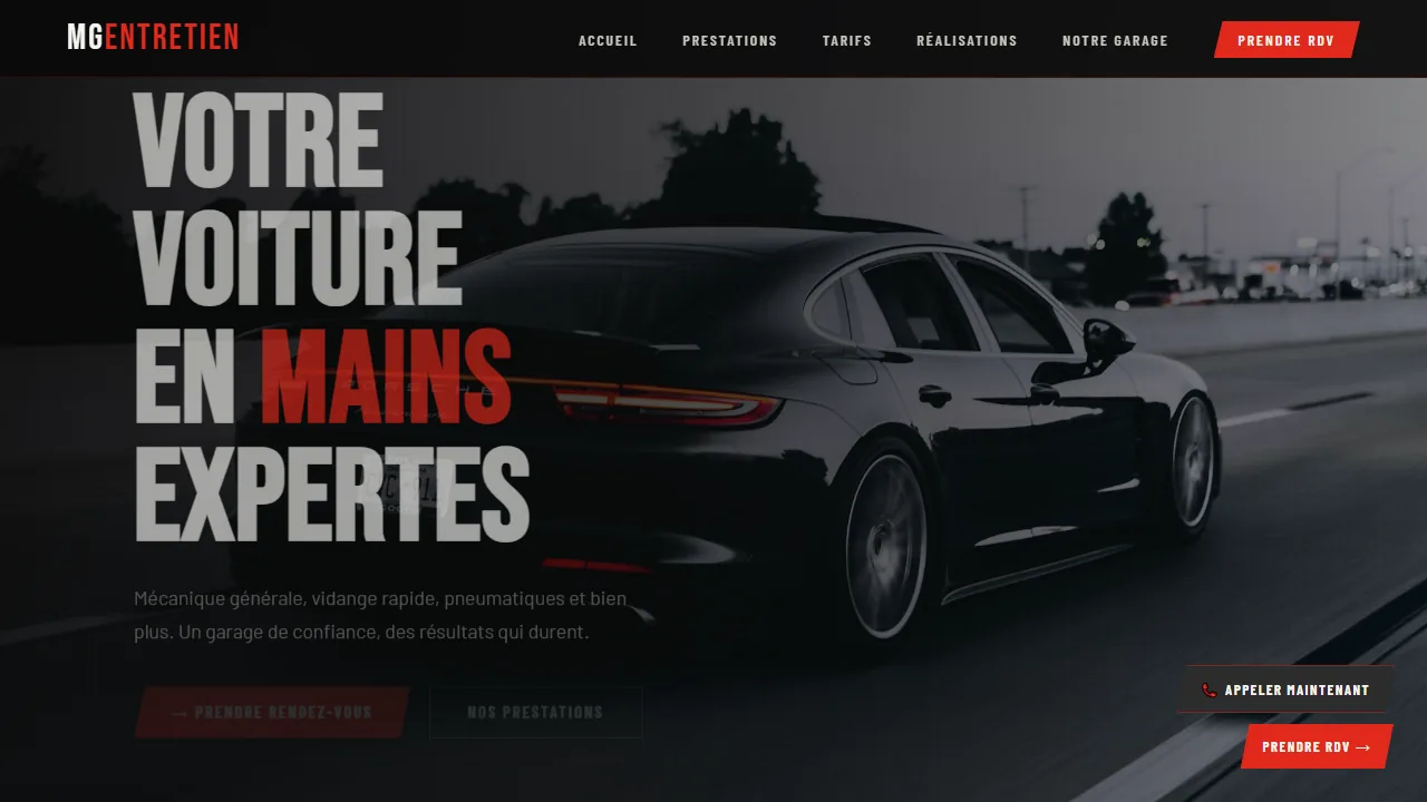 MG Entretien — site vitrine pour un garage automobile